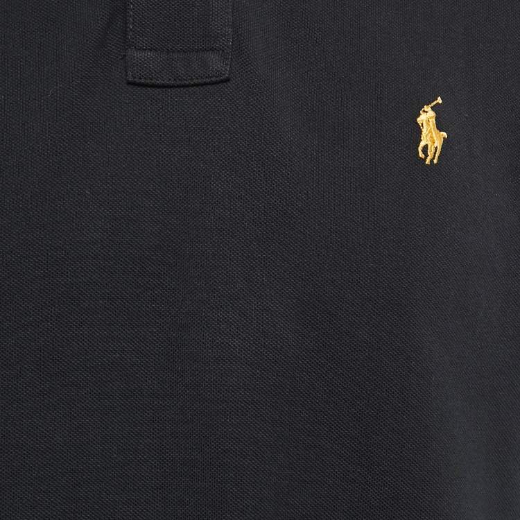 Pre Owned Polo Ralph Lauren Black Cotton Custom Slim Fit Polo T-Shirt L