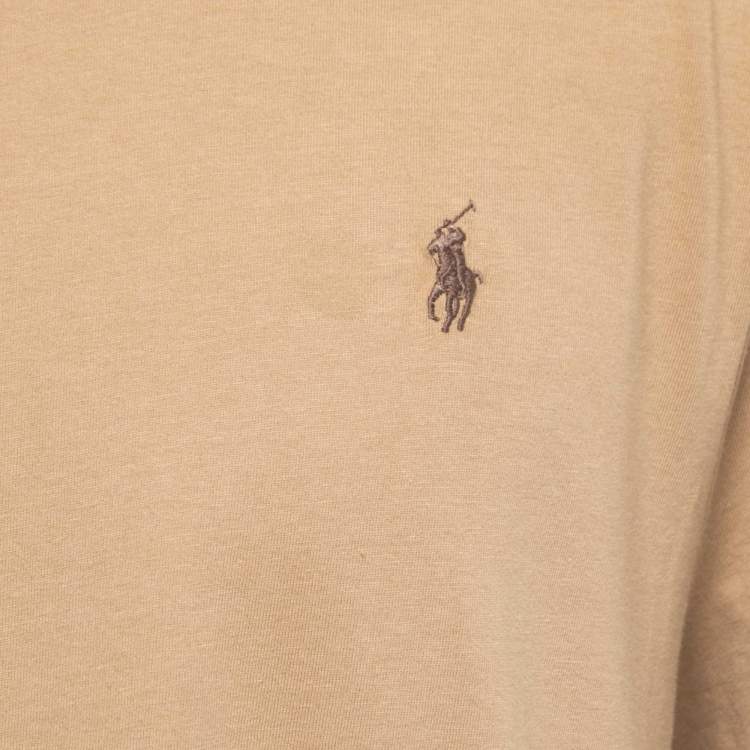 Pre Owned Polo Ralph Lauren Light Brown Cotton Custom Slim Fit T-Shirt XXL