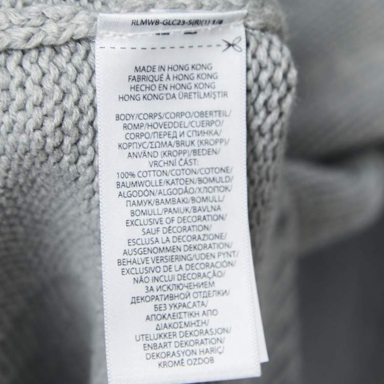 Pre Owned Polo Ralph Lauren Grey Cotton Knit Crew Neck Sweater XXL