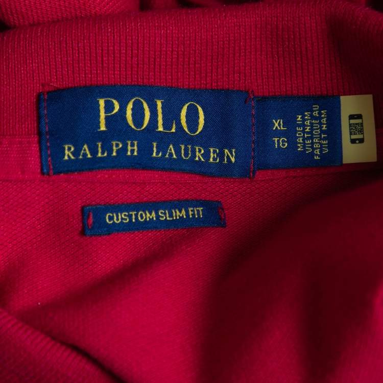 Pre Owned Polo Ralph Lauren Red Cotton Core Replen Polo T-Shirt XL