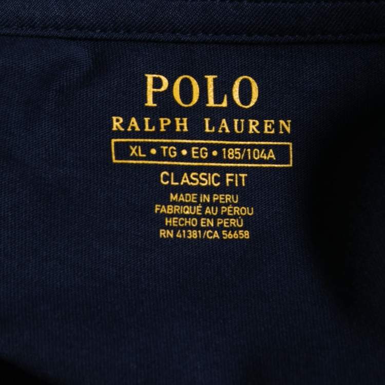 Pre Owned Polo Ralph Lauren Ink Blue Cotton Classic Fit T-Shirt XL