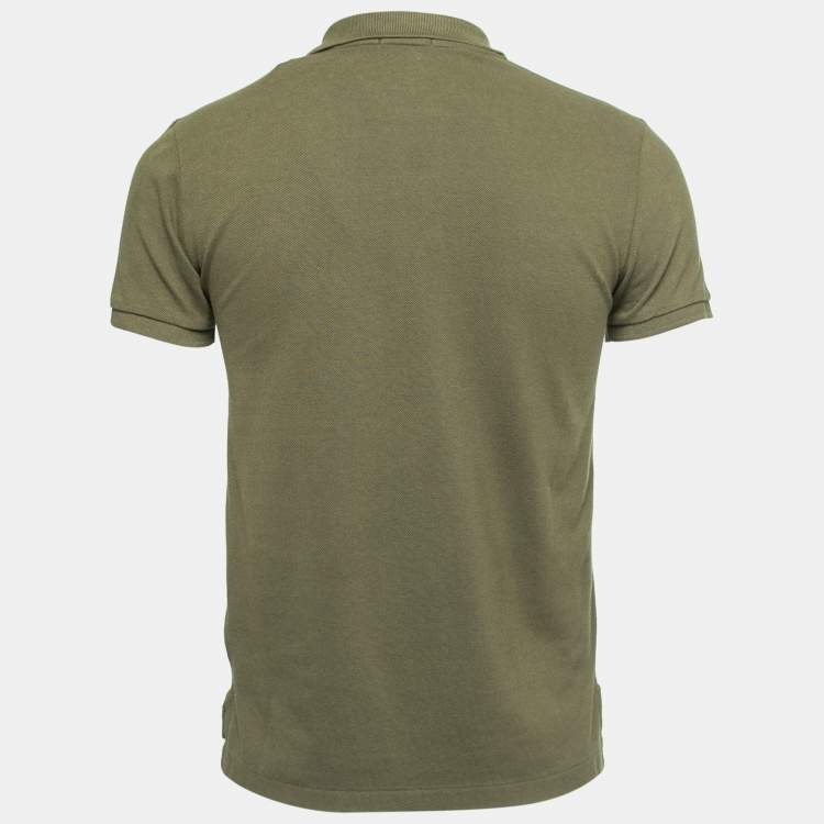 Pre Owned Polo Ralph Lauren Green Cotton Logo Embellished Polo T-Shirt M
