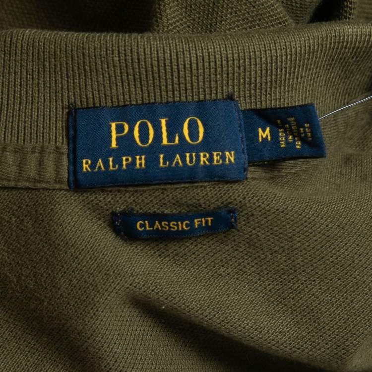 Pre Owned Polo Ralph Lauren Green Cotton Logo Embellished Polo T-Shirt M