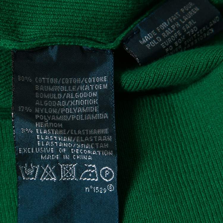 Pre Owned Polo Ralph Lauren Green Cotton Knit Half Zip Sweater L