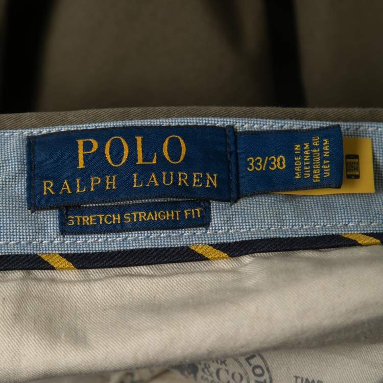 Pre Owned Polo Ralph Lauren Green Cotton Straight Fit Trousers L