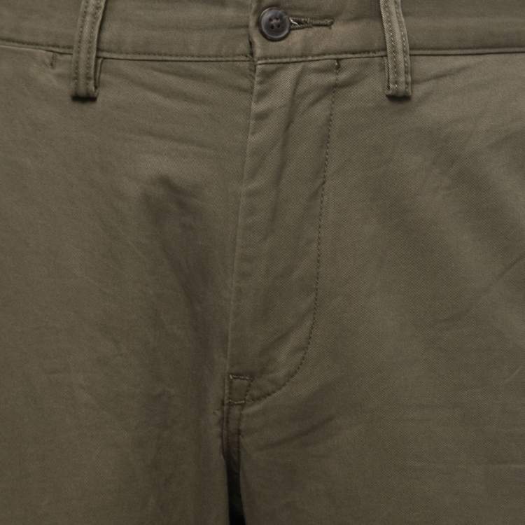 Pre Owned Polo Ralph Lauren Green Cotton Straight Fit Trousers L