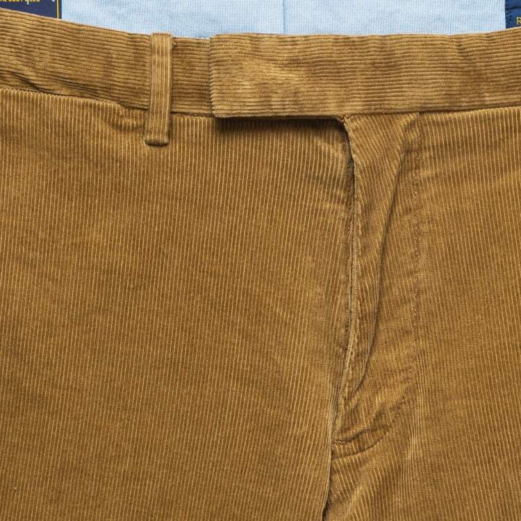 Pre Owned Polo Ralph Lauren Brown Corduroy Stretch Slim Fit Trousers L Waist 31"
