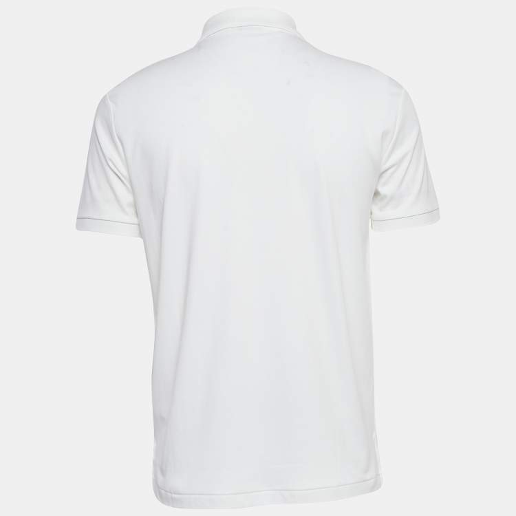 Pre Owned Polo Ralph Lauren White Logo Embroidered Cotton Polo T-Shirt M
