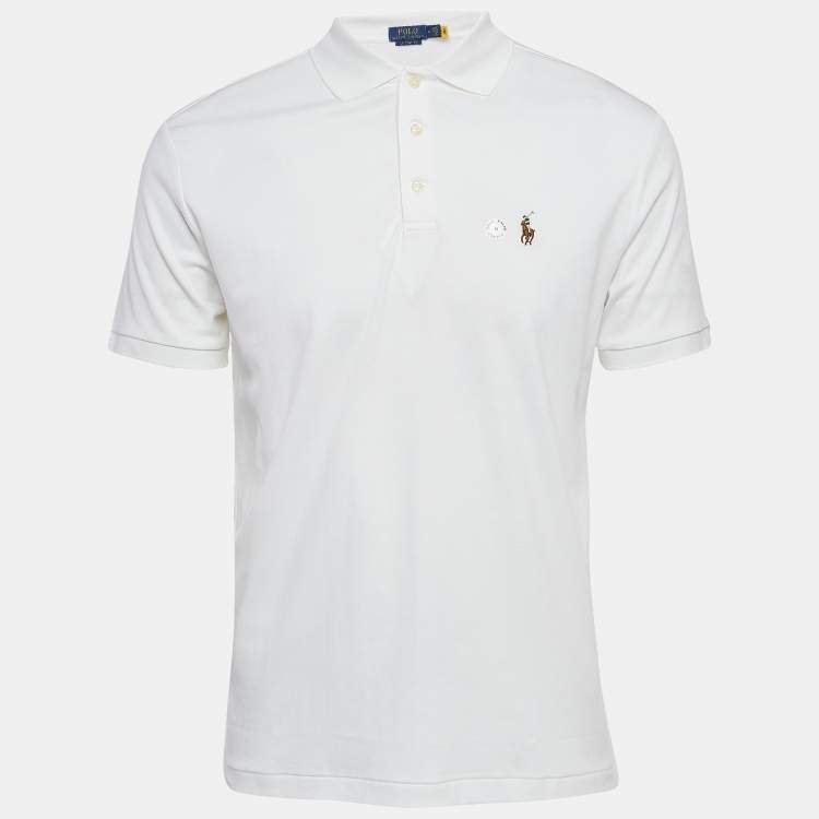 Polo Ralph Lauren White Logo Embroidered Cotton Polo T-Shirt