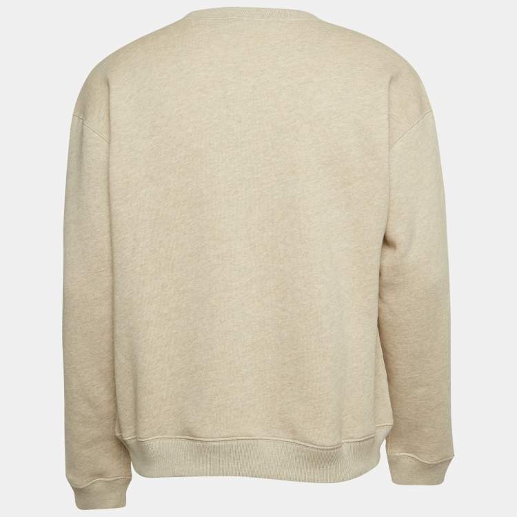 Pre Owned Polo Ralph Lauren Beige Logo Embroidered Knit Sweatshirt L