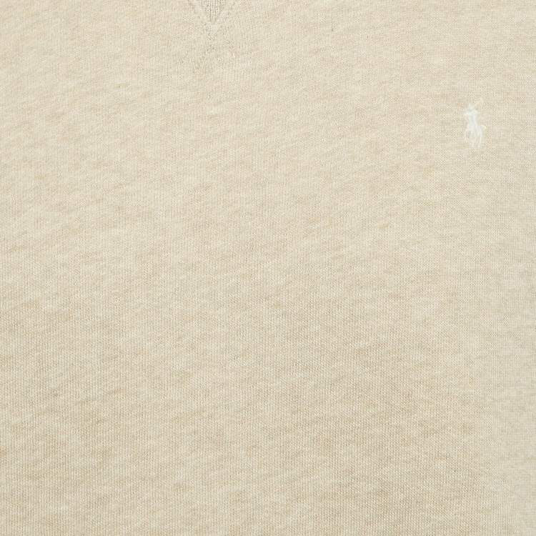 Pre Owned Polo Ralph Lauren Beige Logo Embroidered Knit Sweatshirt L