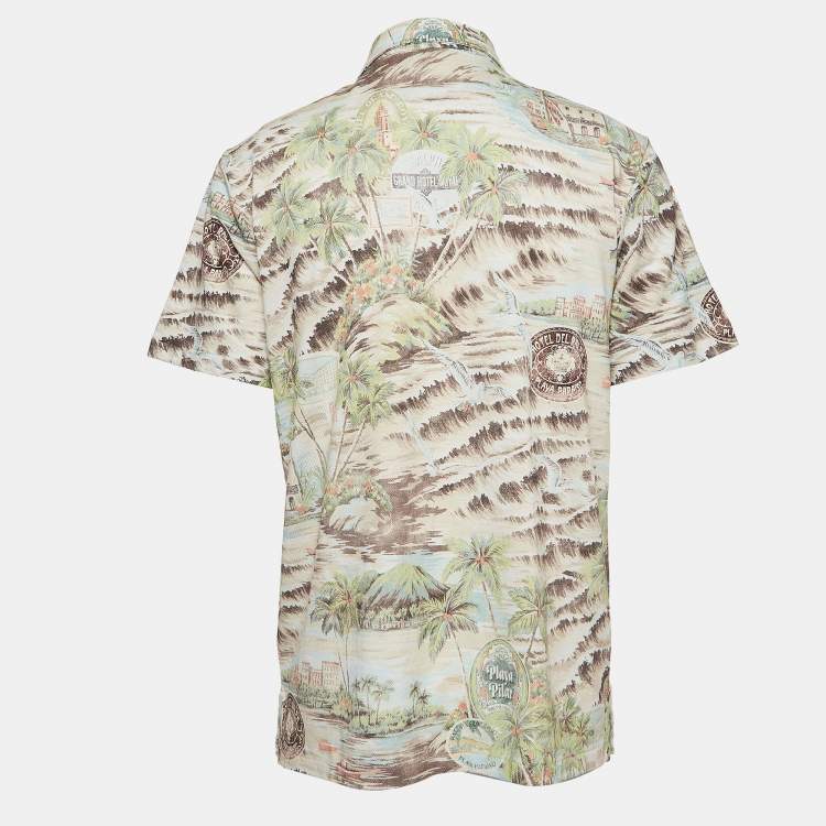 Pre Owned Polo Ralph Lauren Multicolor Printed Cotton Mesh Polo T-Shirt L