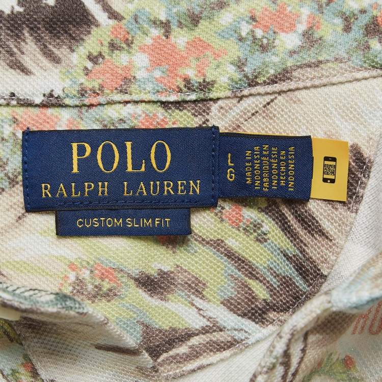 Pre Owned Polo Ralph Lauren Multicolor Printed Cotton Mesh Polo T-Shirt L