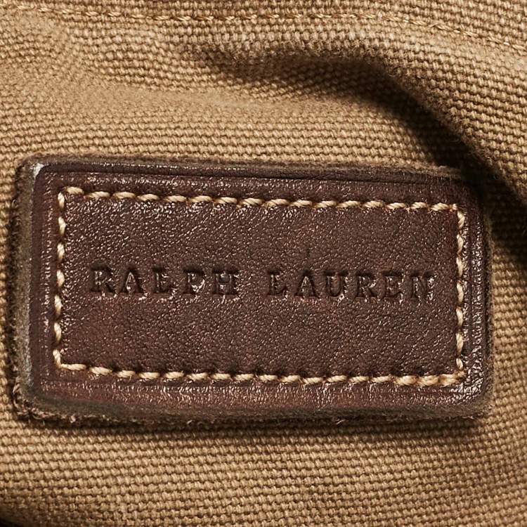 Pre Owned Polo Ralph Lauren Brown/Khaki Canvas Oversized Messenger Bag