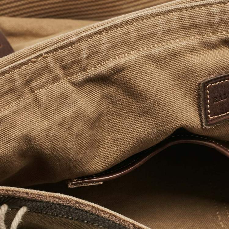 Pre Owned Polo Ralph Lauren Brown/Khaki Canvas Oversized Messenger Bag