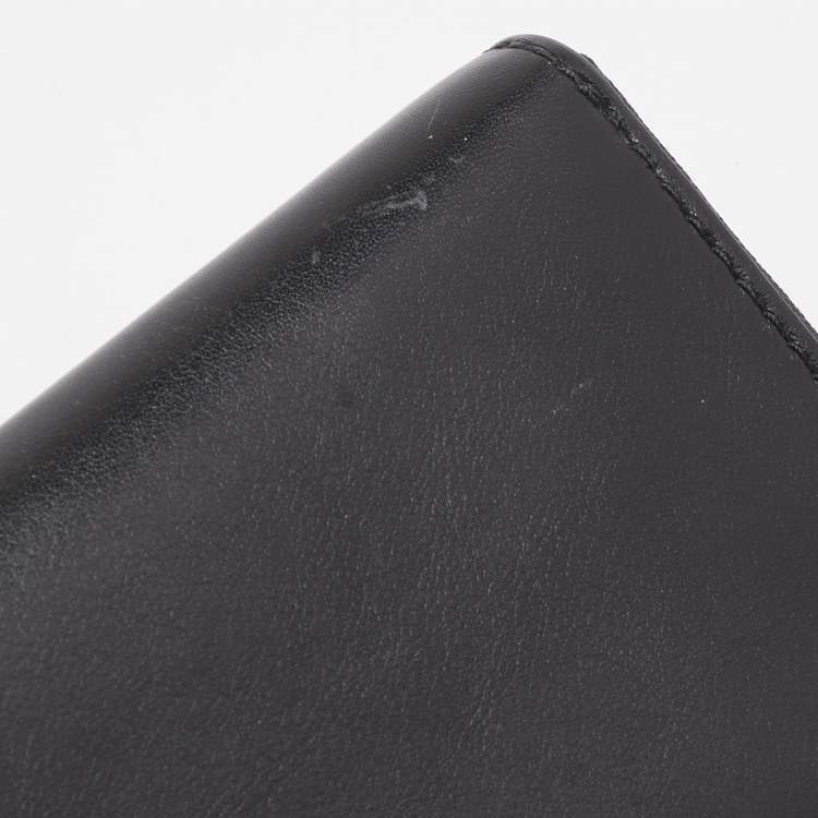 Pre Owned Polo Ralph Lauren Black Leather Zip Around Continental Wallet 