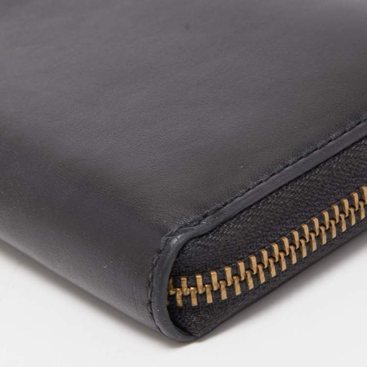 Pre Owned Polo Ralph Lauren Black Leather Zip Around Continental Wallet 