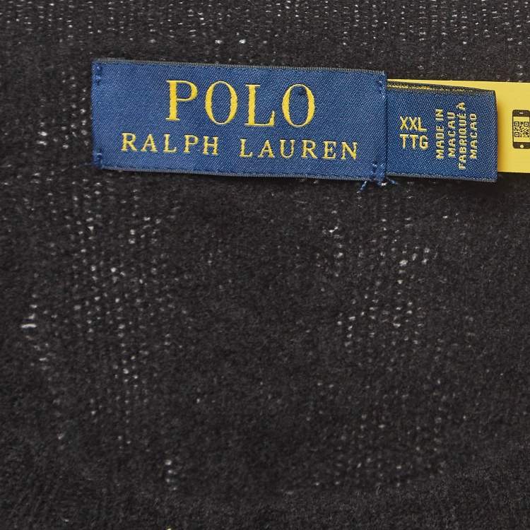 Pre Owned Polo Ralph Lauren Black Cable Knit Crew Neck Sweatshirt XXL