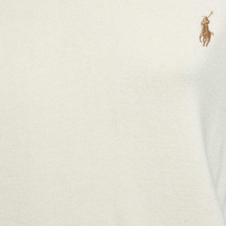 Pre Owned Polo Ralph Lauren Cream Cotton Knit Sleeveless Sweater L