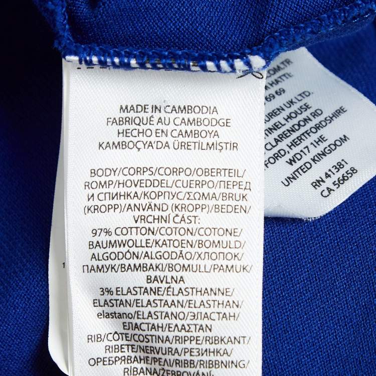 Pre Owned Polo Ralph Lauren Blue Cotton Pique Polo T-Shirt S