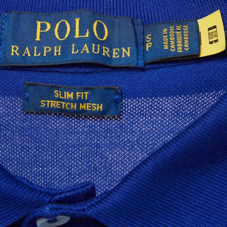Pre Owned Polo Ralph Lauren Blue Cotton Pique Polo T-Shirt S