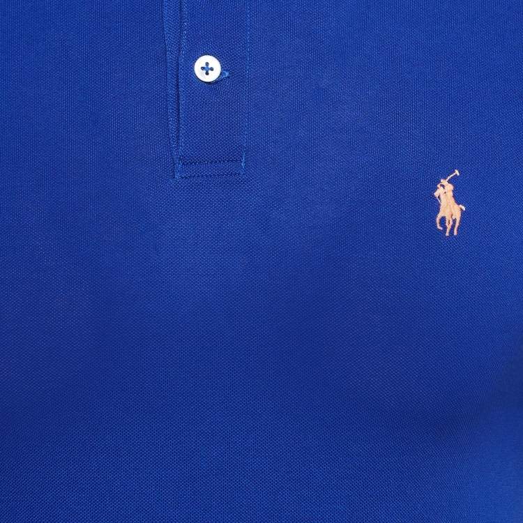 Pre Owned Polo Ralph Lauren Blue Cotton Pique Polo T-Shirt S