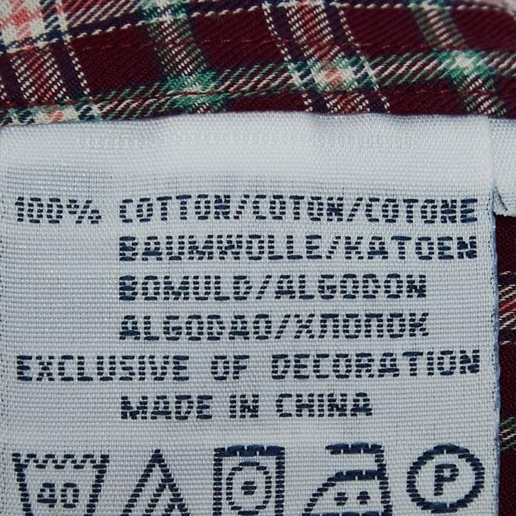 Pre Owned  Polo Ralph Lauren Burgundy Plaid Cotton Buttoned Down Shirt M