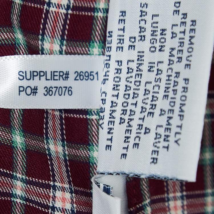 Pre Owned  Polo Ralph Lauren Burgundy Plaid Cotton Buttoned Down Shirt M