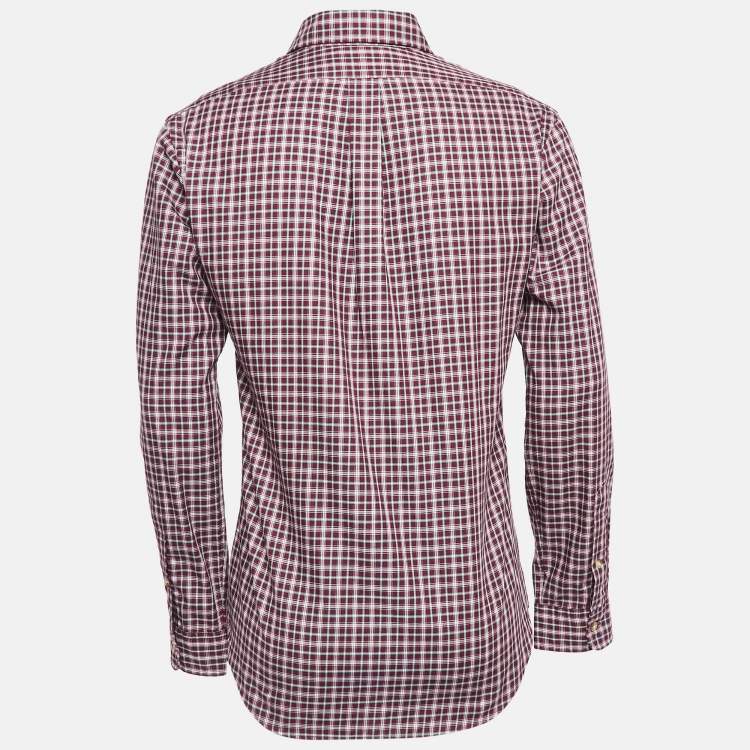 Pre Owned  Polo Ralph Lauren Burgundy Plaid Cotton Buttoned Down Shirt M