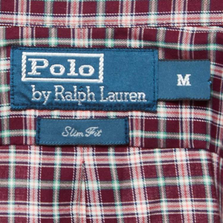 Pre Owned  Polo Ralph Lauren Burgundy Plaid Cotton Buttoned Down Shirt M