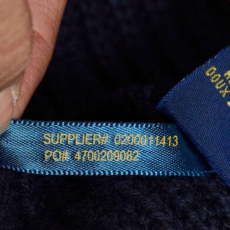 Pre Owned Polo Ralph Lauren Navy Blue Cotton Knit Button Front Cardigan L