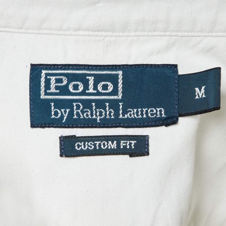 Pre Owned Polo Ralph Lauren White Cotton Custom Fit Button Down Shirt M