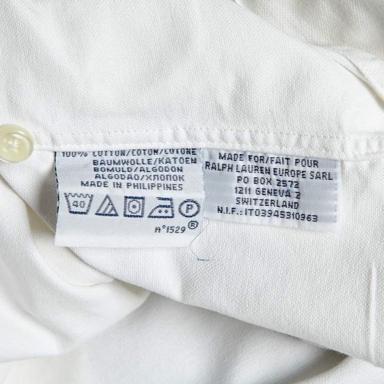 Pre Owned Polo Ralph Lauren White Cotton Custom Fit Button Down Shirt M