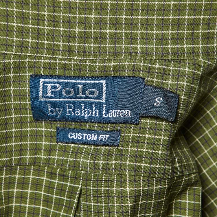 Pre Owned Polo Ralph Lauren Green Checked Cotton Custom Fit Button Down Shirt S