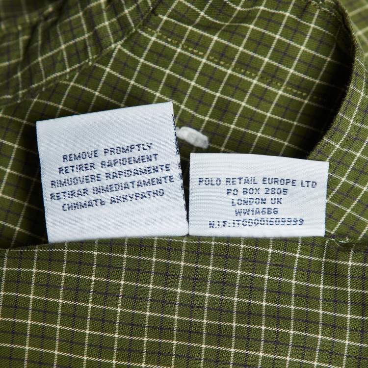 Pre Owned Polo Ralph Lauren Green Checked Cotton Custom Fit Button Down Shirt S