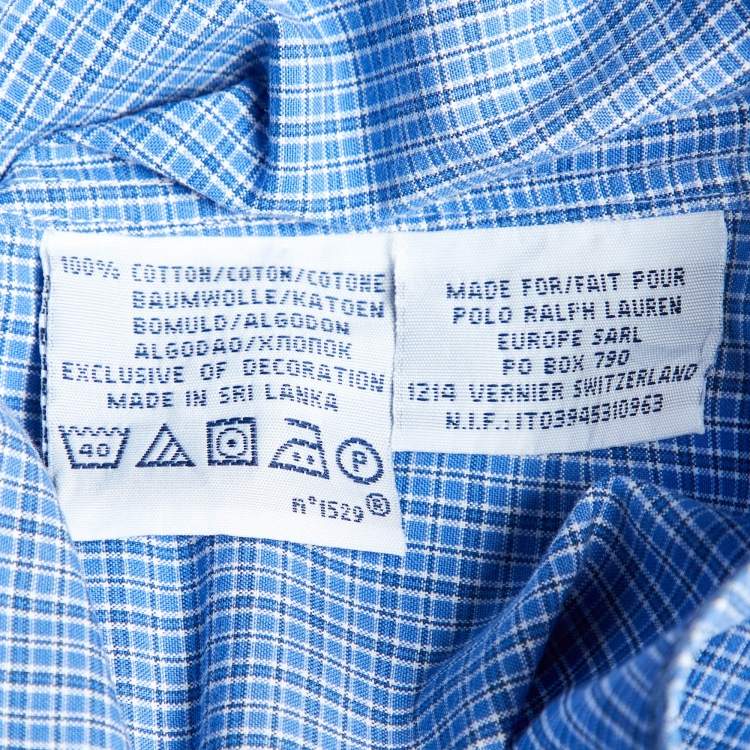 Pre Owned Polo Ralph Lauren Blue Checked Cotton Slim Fit Button Down Shirt M