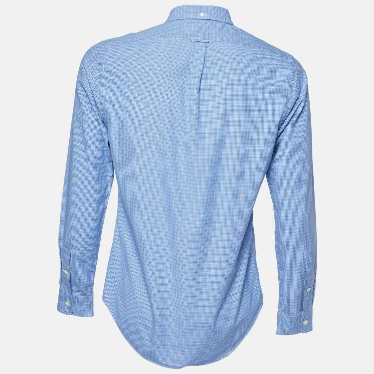 Pre Owned Polo Ralph Lauren Blue Checked Cotton Slim Fit Button Down Shirt M