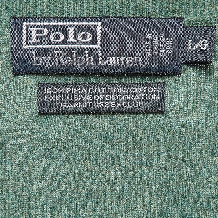 Pre Owned Polo Ralph Lauren Green Cotton Knit Sleeveless T-Shirt L