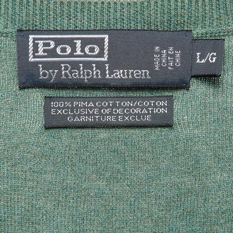 Pre Owned Polo Ralph Lauren Green Cotton Knit Sleeveless T-Shirt L