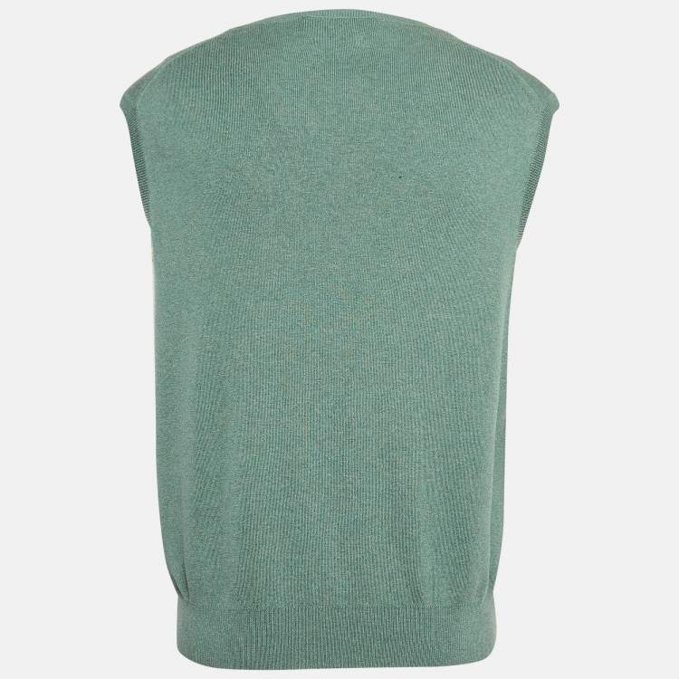 Pre Owned Polo Ralph Lauren Green Cotton Knit Sleeveless T-Shirt L