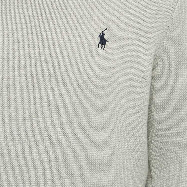 Pre Owned Polo Ralph Lauren Grey Cotton Rib Knit Sweater M
