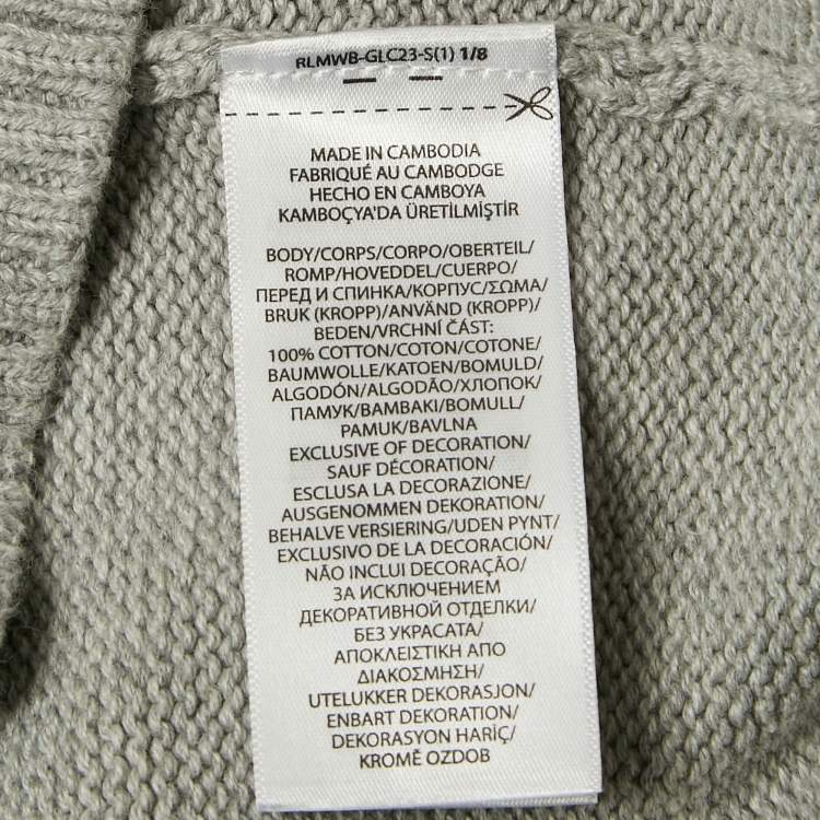 Pre Owned Polo Ralph Lauren Grey Cotton Rib Knit Sweater M