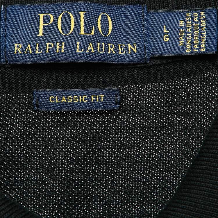 Pre Owned Polo Ralph Lauren Black Cotton Pique Polo T-Shirt L