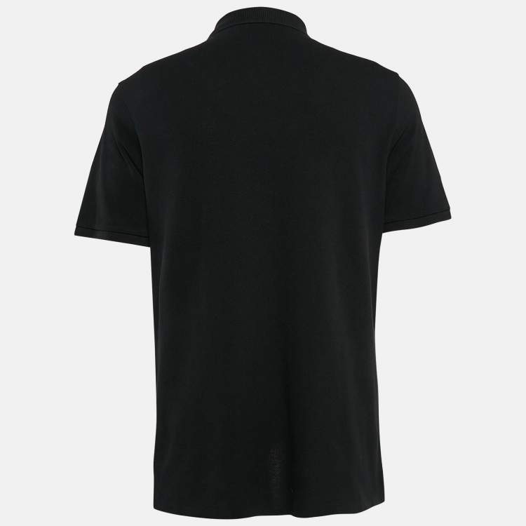 Pre Owned Polo Ralph Lauren Black Cotton Pique Polo T-Shirt L