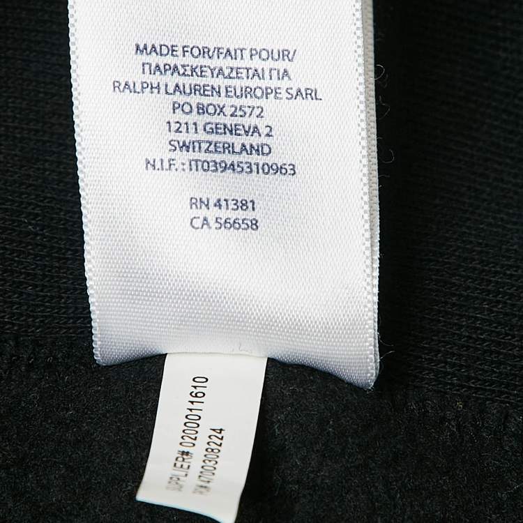 Pre Owned Polo Ralph Lauren Black Logo Embroidered Knit Zip-Up Hoodie M