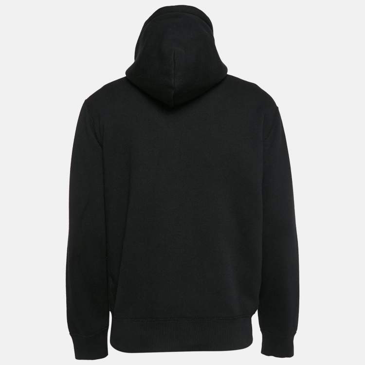 Pre Owned Polo Ralph Lauren Black Logo Embroidered Knit Zip-Up Hoodie M