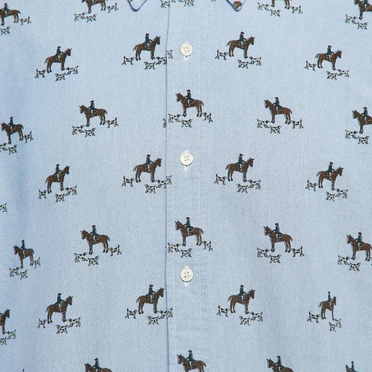 Pre Owned Polo Ralph Lauren Blue Equestrian Oxford Cotton Classic Fit Shirt XL