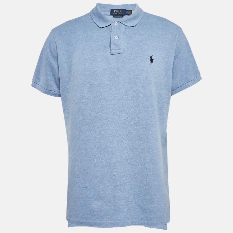 Pre Owned Polo Ralph Lauren Blue Logo Embroidered Cotton Polo T-Shirt XL