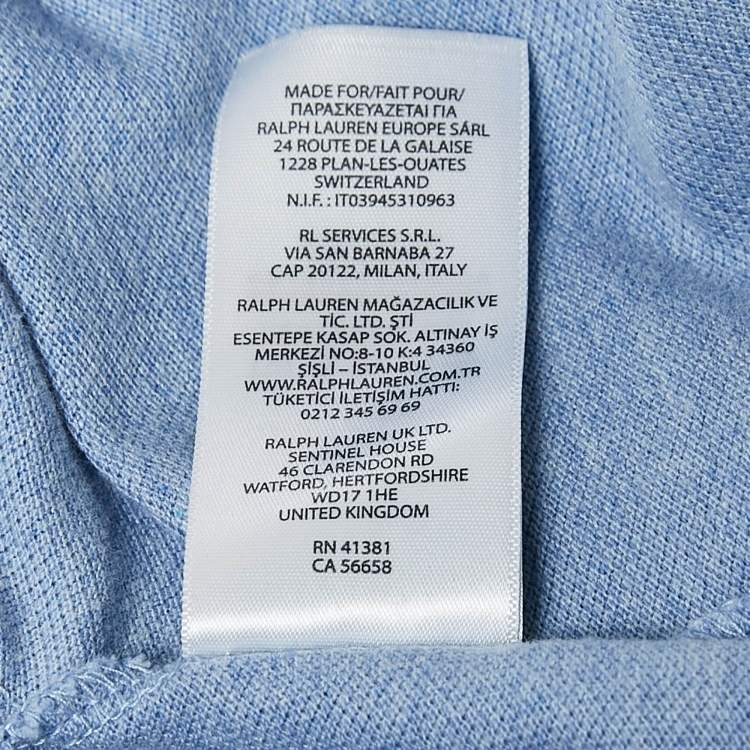 Pre Owned Polo Ralph Lauren Blue Logo Embroidered Cotton Polo T-Shirt XL