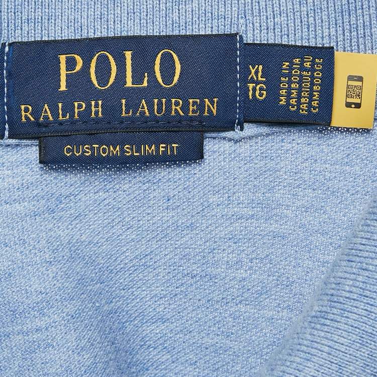 Pre Owned Polo Ralph Lauren Blue Logo Embroidered Cotton Polo T-Shirt XL